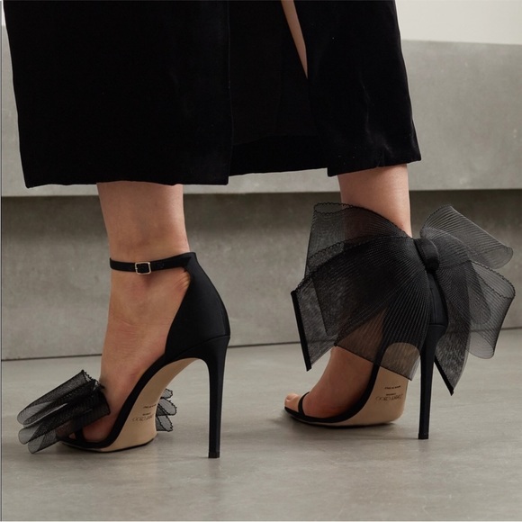 New Jimmy Choo Aveline 100 Mesh Fascinator Bows 38.5 $1,175 - Picture 8 of 16